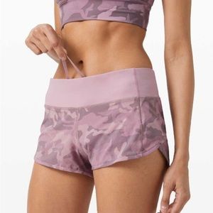 Pink camo lululemon speed up shorts
